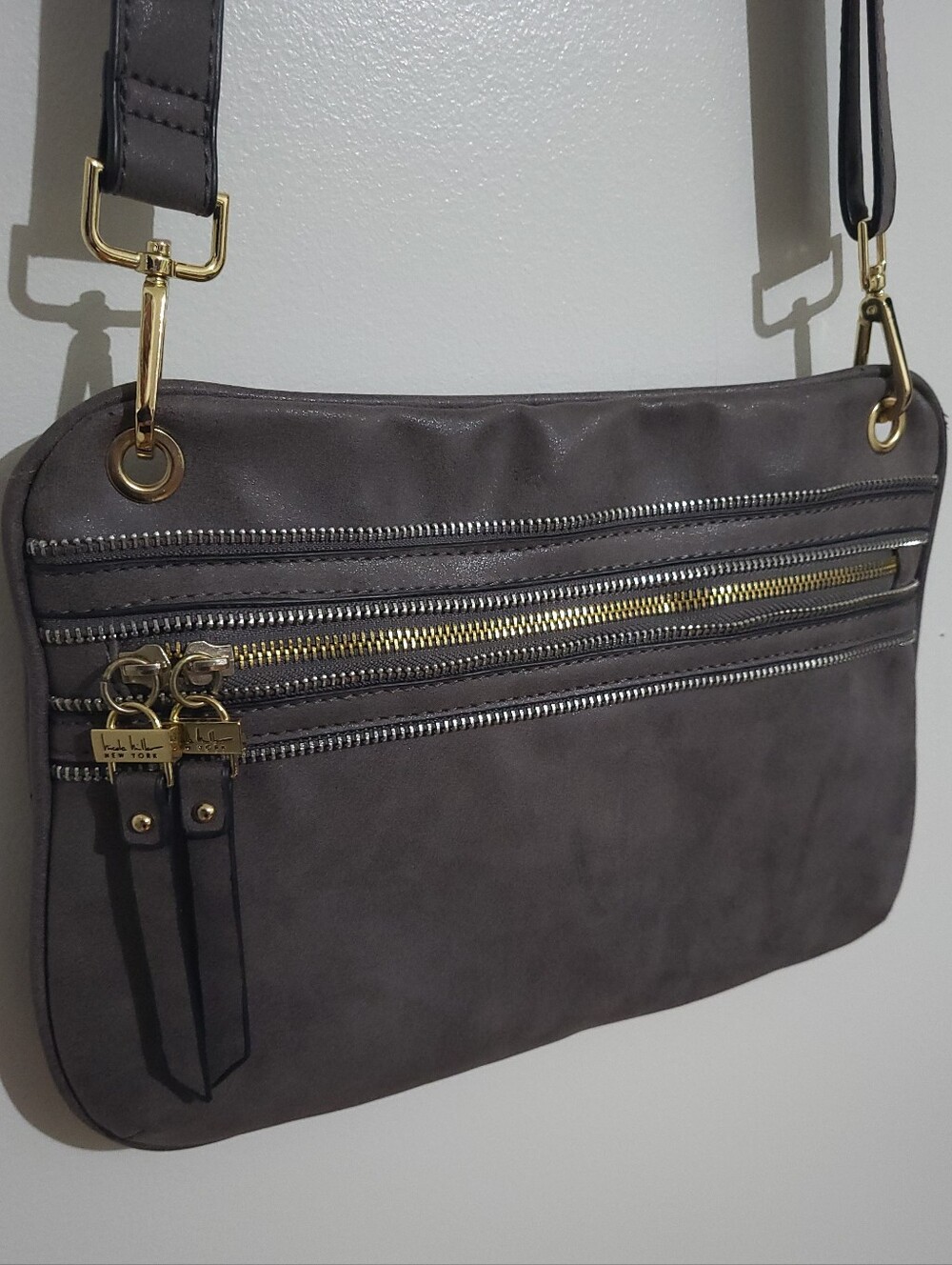 Nicole Miller Triple Zip Crossbody Bag